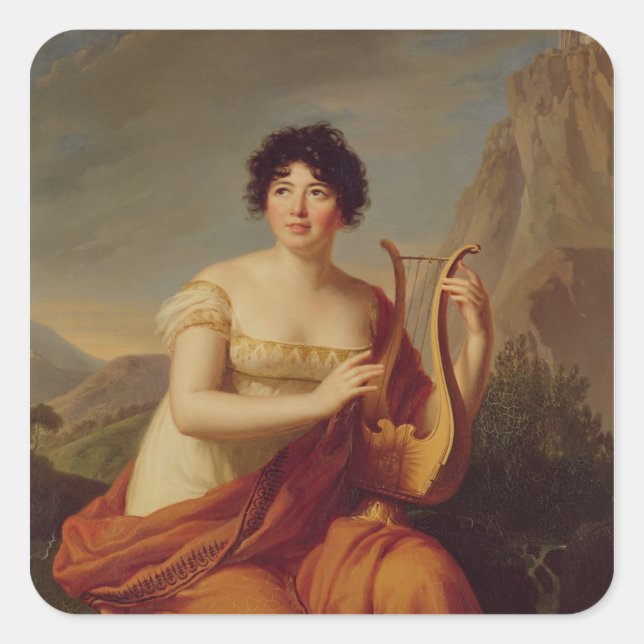Madame de Stael als Corinne Quadratischer Aufkleber (Vorderseite)