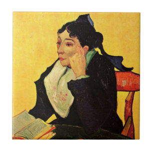 Madame Ginoux mit Büchern von Vincent van Gogh Fliese