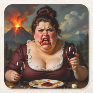 „Madame Lava-Cake“ - Sie explodiert im Handumdrehe Rechteckiger Pappuntersetzer