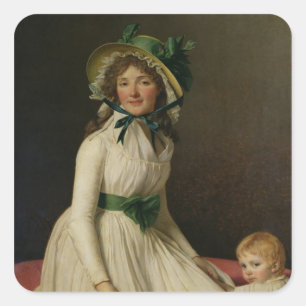Madame Pierre Seriziat mit ihrem Sohn, Emile Quadratischer Aufkleber