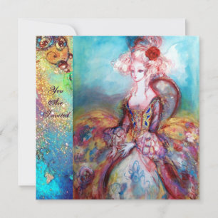 MADAME POMPADOUR ,Edle Goldene Kostüm-Party Einladung