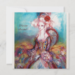 MADAME POMPADOUR ,Edle Goldene Kostüm-Party Einladung