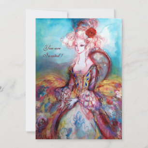 MADAME POMPADOUR ,Edle Goldene Kostüm-Party Einladung