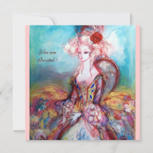 MADAME POMPADOUR ,Edle Goldene Kostüm-Party Einladung