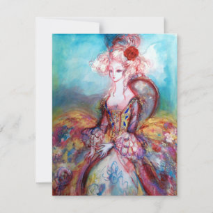 MADAME POMPADOUR ,Elegante Goldene Kostüm-Party Einladung