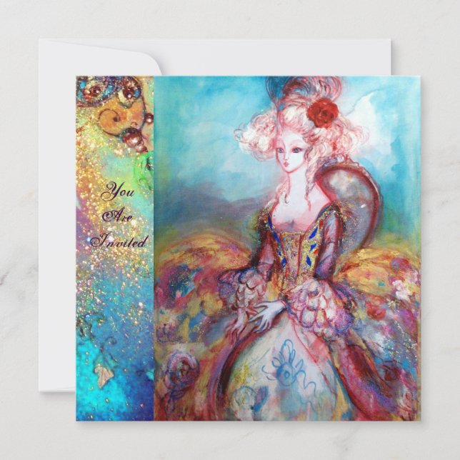 MADAME POMPADOUR,Party für klassische Kostüme Einladung (Vorderseite)