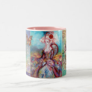 MADAME POMPADOUR / SCHALTFLÄCHE IN GOLD-GLITZERN ZWEIFARBIGE TASSE