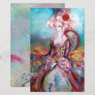 MADAME POMPADOUR Schönheit Mode Pink Blau Briefpapier