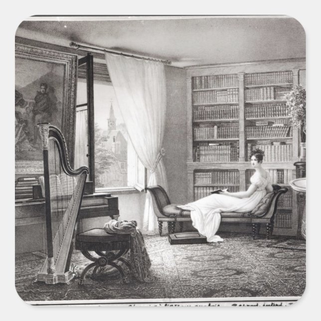 Madame Recamier im Abbaye-aux-Bois Quadratischer Aufkleber (Vorderseite)