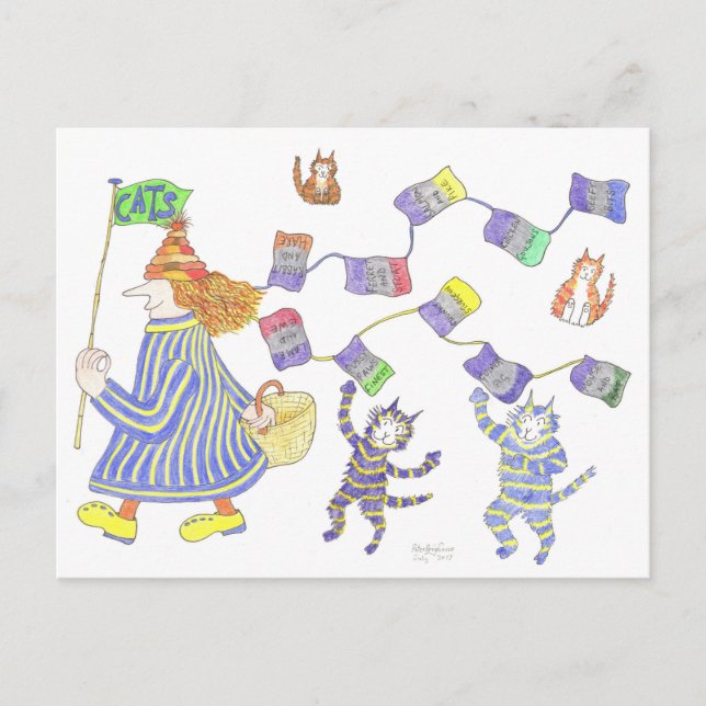 MadCatWoman Schals in der Wäsche Postkarte (Vorderseite)