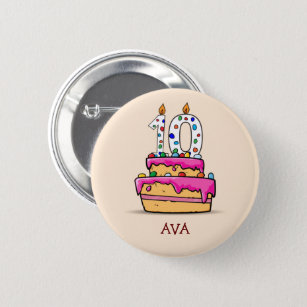 Mädchen 10. Geburtstag, 10 auf Sweet Pink Cake Button