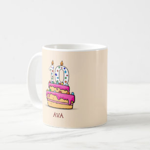 Mädchen 10. Geburtstag, 10 auf Sweet Pink Cake Kaffeetasse
