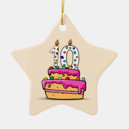 Mädchen 10. Geburtstag, 10 auf Sweet Pink Cake Keramik Ornament