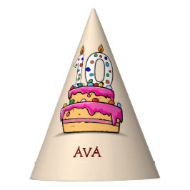 Mädchen 10. Geburtstag, 10 auf Sweet Pink Cake Partyhütchen