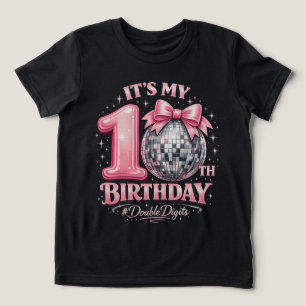 Mädchen 10. Geburtstag Disco Kugel Rosa Doppelziff Tri-Blend Shirt