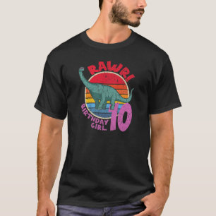 Mädchen 10. Geburtstag ich Rawr! Familie Brachiosa T-Shirt