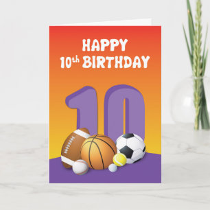 Mädchen 10. Geburtstag Sportbälle Karte