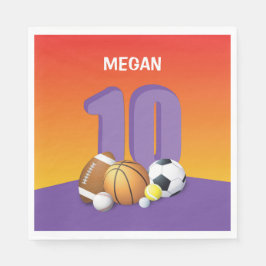 Mädchen 10. Geburtstag Sportbälle Serviette