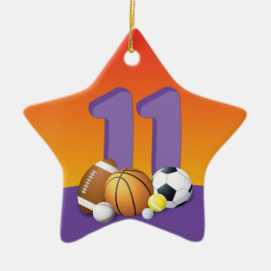 Mädchen 11. Geburtstag Sportbälle Keramik Ornament