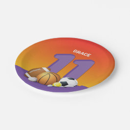 Mädchen 11. Geburtstag Sportbälle Pappteller