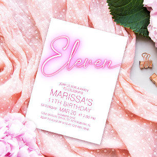 Mädchen 11. Neon Teen Geburtstag Einladung