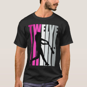 Mädchen 12. Baseball Geburtstag Pink Softball Quee T-Shirt