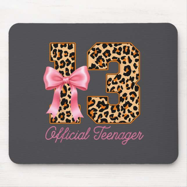 Mädchen 13. Geburtstag Rosa Kokette Schleife Mousepad (Vorne)