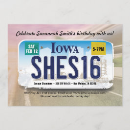 Mädchen 16. Geburtstag Iowa Lizenz Einladung