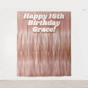 Mädchen 16. Geburtstag Rose Gold Imitate Tinsel Hi Wandteppich