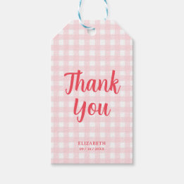 Mädchen 1. Geburtstag Erdbeere Gingham Danke Geschenkanhänger