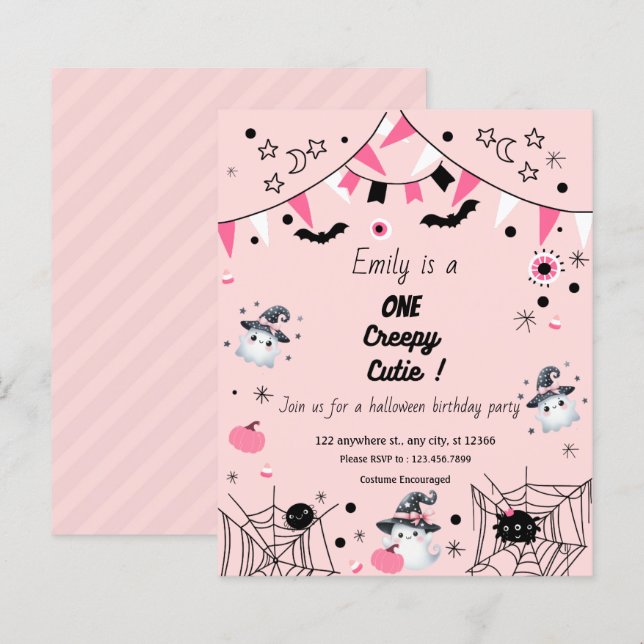 Mädchen 1. Geburtstag Halloween-Party Budget Rosa (Vorne/Hinten)