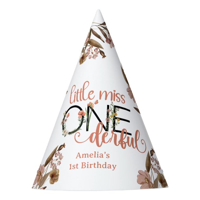 Mädchen 1. Geburtstag | Little Miss Onederful Partyhütchen (Vorderseite)