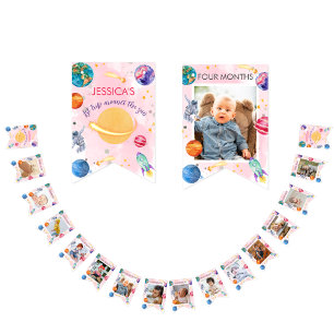 Mädchen 1. Geburtstag monatliches Foto Wimpelkette