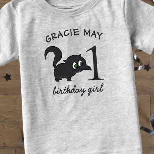 Mädchen 1. Geburtstag Niedliche Kitty Cat Age Kind Kleinkind T-shirt