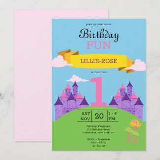 Mädchen 1. Geburtstag Pink Party Einladung