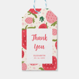 Mädchen 1. Geburtstag Rot Pink Erdbeere Danke Geschenkanhänger