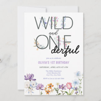 Mädchen 1. Geburtstag | Wildblume Geburtstag Einladung