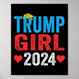 Mädchen 2024 Shirts Niedlich Trump Flag Frauen Mäd Poster