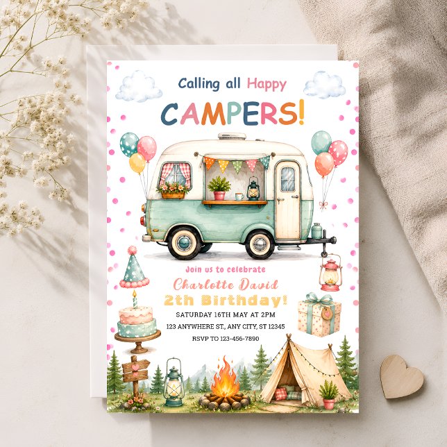 Mädchen 2. Camping-Party Einladung (Von Creator hochgeladen)