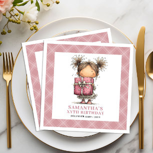 Mädchen 2. Geburtstag Seltsame Lustige Rosa Servie Serviette