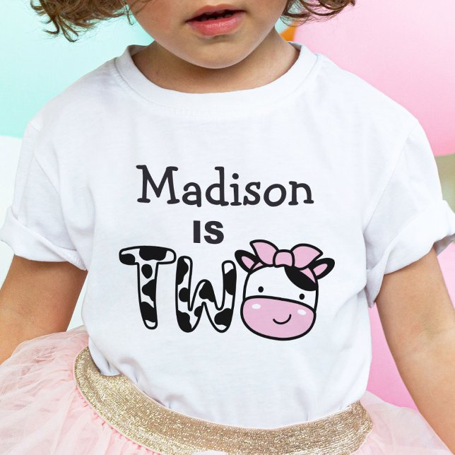 Mädchen 2. Geburtstagskuh Zwei Personalisierte T - Baby T-shirt (Von Creator hochgeladen)
