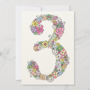 Mädchen 3. Geburtstag Party Custom Einladung