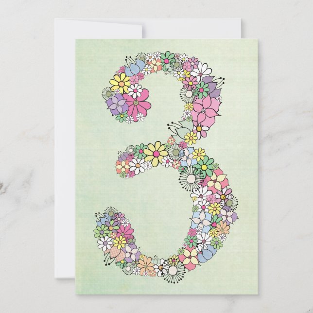 Mädchen 3. Geburtstag Party Custom Einladung (Vorderseite)