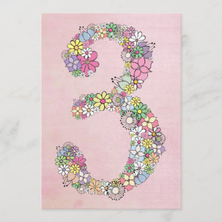 Mädchen 3. Geburtstag Party Custom Einladung