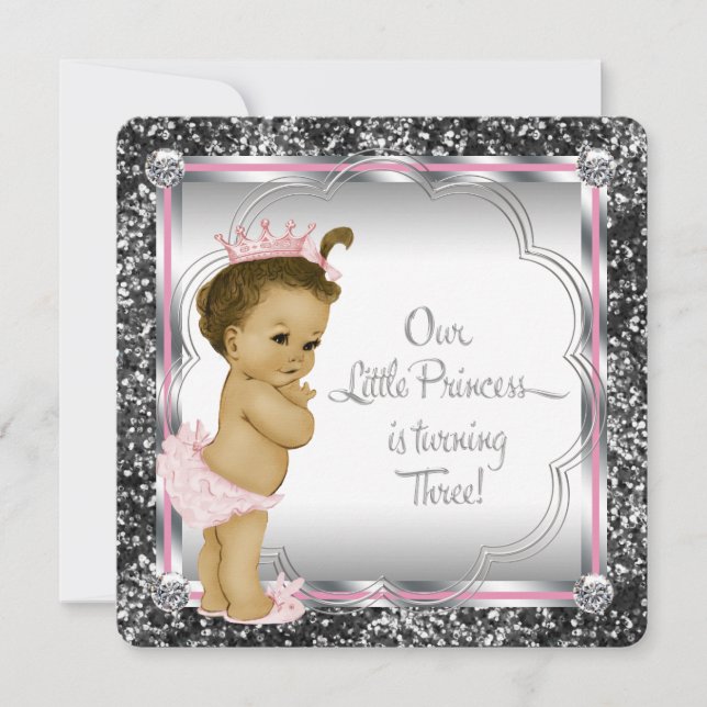 Mädchen 3. Geburtstags-Party Einladung (Vorderseite)