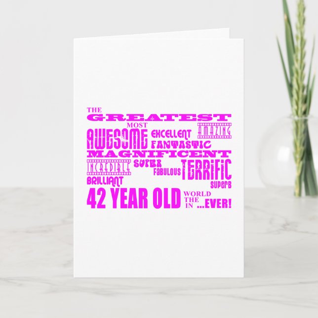 Mädchen 42. Geburtstag Rosa Best 42 Karte (Vorderseite)