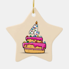 Mädchen 4. Geburtstag, 4. auf Sweet Pink Cake Keramik Ornament