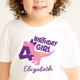 Mädchen 4. Geburtstag Dinosaurier Personalisierter Kleinkind T-shirt