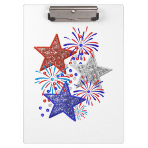 Mädchen 4. Juli Frauen Red White Blue Star Amerika Klemmbrett