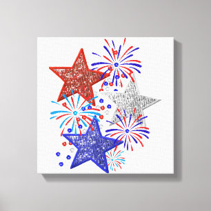 Mädchen 4. Juli Frauen Red White Blue Star Amerika Leinwanddruck